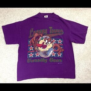 VINTAGE 90s Looney Toons Varsity Taz Single Stitch